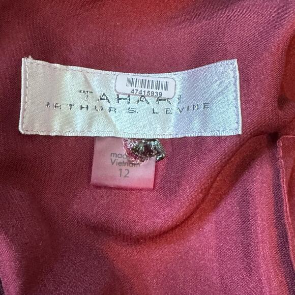 Tahari Burgundy Velvet Floral Maxi Dress Size 12 Burnout Sleeveless Gown - Picture 10 of 12